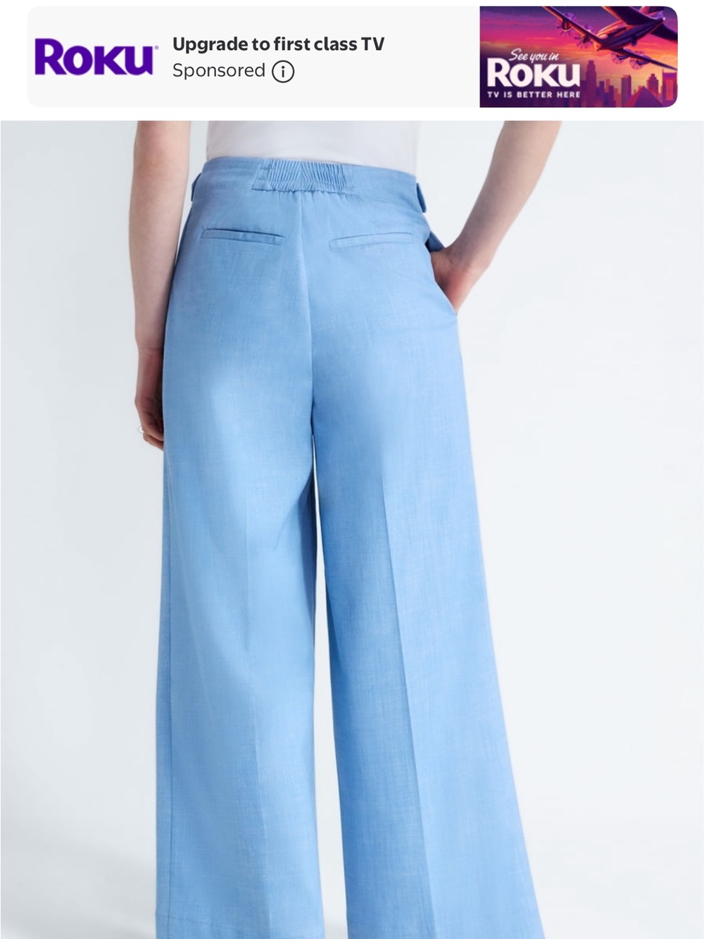 Women’s Wide Leg Light Blue Pants — High-Rise Comfort - Picture 8 of 8